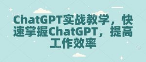 ChatGPT实战教学,快速掌握ChatGPT,提高工作效率-聚富社