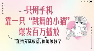 只用手机靠一只“跳舞的小猫”爆发百万播放,狂撸分成收益,保姆级教学-聚富社
