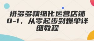 拼多多精细化运营店铺0-1,从零起步到爆单详细教程-聚富社