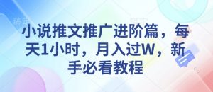 小说推文推广进阶篇,每天1小时,月入过W,新手必看教程-聚富社