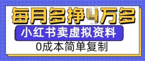 小红书虚拟资料项目,0成本简单复制,每个月多挣1W【揭秘】-聚富社