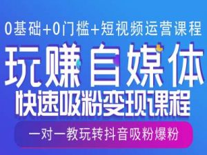 0基础+0门槛+短视频运营课程,玩赚自媒体快速吸粉变现课程,一对一教玩转抖音吸粉爆粉-聚富社