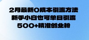 2月最新0成本引流方法,新手小白也可单日引流500+精准创业粉-聚富社