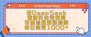 用DeepSeek做哪吒走秀视频,引爆流量涨粉利器,单日变现1k-聚富社