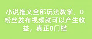 小说推文全部玩法教学,0粉丝发布视频就可以产生收益,真正0门槛-聚富社