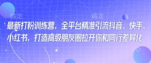 最新打粉训练营,全平台精准引流抖音、快手、小红书,打造高级朋友圈拉开你和同行差异化-聚富社