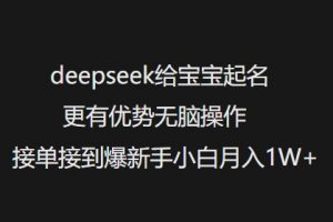 deepseek给宝宝起名更有优势无脑操作接单接到爆新手小白月入1W+-聚富社
