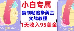 复制粘贴挣美金,0门槛,1天收入95美刀,3分钟学会,内部教程(首次公开)-聚富社