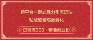 跨平台一键式暴力引流玩法,私域流量高效转化日引流300 +精准创业粉-聚富社