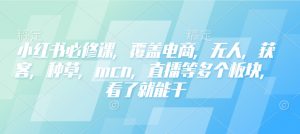 小红书必修课,覆盖电商,无人,获客,种草,mcn,直播等多个板块,看了就能干-聚富社