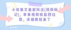 小说推文最新玩法(视频标记),单条视频收益四位数,详细教程来了-聚富社