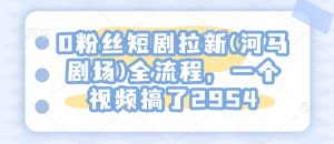 0粉丝短剧拉新(河马剧场)全流程,一个视频搞了2954-聚富社