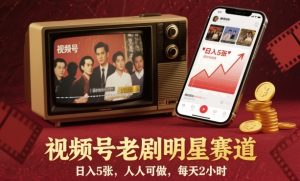 视频号老剧明星赛道,日入5张,人人可做,每天2小时-聚富社