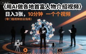 用AI做各地首富人物介绍视频，日入3张，10分钟一个视频-聚富社