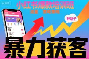 小红书爆款培训班，小红书获客野路子流量打法，暴力持续获客-聚富社