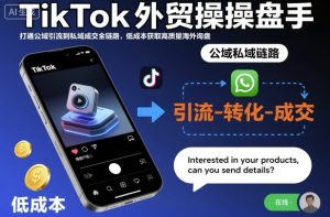TikTok外贸操盘手，打通公域引流到私域成交全链路，低成本获取高质量海外询盘-聚富社