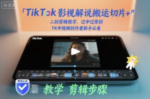 TikTok影视解说搬运切片+二创剪辑教学,过中过原创,TK中视频创作者新手必看-聚富社