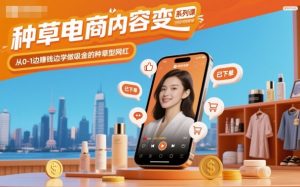 种草电商内容变现系列课，从0-1边賺钱边学做吸金的种草型网红-聚富社