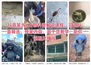 抖音某大V万物科普解说课程，可进抖音精选，独家内容，超干货教学，助你涨粉又賺钱-聚富社