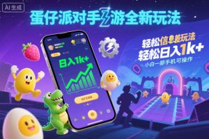 蛋仔派对手游全新玩法，轻松日入1k+，风口信息差玩法，当天见收益，小白一部手机可操作-聚富社