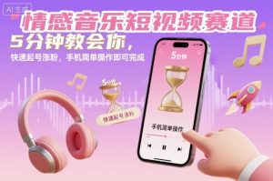 情感音乐短视频赛道，5分钟教会你，快速起号涨粉，手机简单操作即可完成-聚富社
