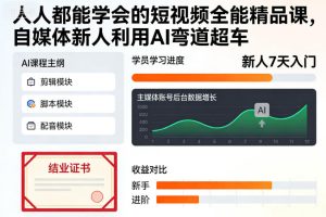 人人都能学会的短视频全能精品课,自媒体新人利用AI弯道超车-聚富社