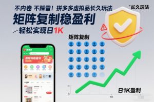 不内卷不踩雷！拼多多虚拟品长久玩法，矩阵复制稳盈利，轻松实现日1K【揭秘】-聚富社