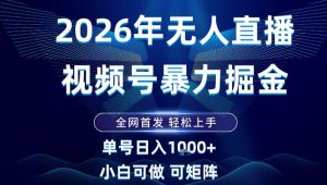 2026最新视频号无人直播掘金，全网首发，小白可以玩，长期稳定日入1k+【揭秘】-聚富社