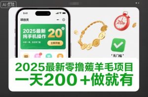2025最新零撸薅羊毛项目,纯手机操作,20秒一单,无任何门槛,一天200+做就有【揭秘】-聚富社