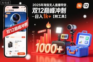 2025年淘宝无人直播带货,冲刺双12,日入1k+【附工具】【揭秘】-聚富社