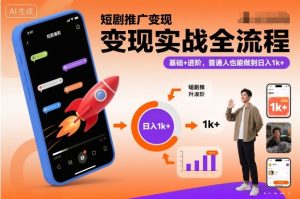 短剧推广变现实战全流程，基础+进阶，普通人也能做到日入1k+-聚富社