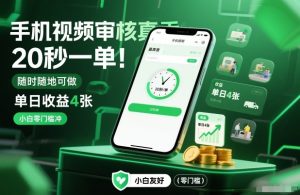 手机视频审核真香!20秒一单,随时随地可做,单日收益4张,小白零门槛冲【揭秘】-聚富社