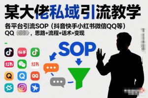 某大佬私域引流教学,各平台引流SOP(抖音快手小红书微信QQ等),思路+流程+话术+变现-聚富社