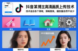 抖音某博主视频高清画质上传技术,技术适合各个领域,清晰度高,播放量自然不会少-聚富社