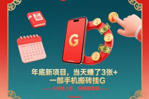 年底新项目,当天賺了3张+,一部手机搬砖挂G,5分钟上手,保姆级教程【揭秘】-聚富社