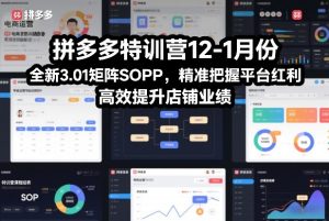 拼多多特训营12-1月份，全新3.01矩阵Sop，精准把握平台红利，高效提升店铺业绩-聚富社