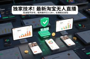 独家技术！最新淘宝无人直播：无违规不封号，矩阵操作日入1K+，长期稳定变现【揭秘】-聚富社