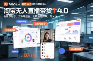 淘宝无人直播带货14.0（2026最新版）：合规不封号，公私域结合，玩法超简单，日入1k+【揭秘】-聚富社