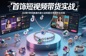 首饰短视频带货实战，从0到1带你跑通抖音小店和图文带货的全流程-聚富社