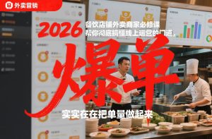 2026餐饮店铺外卖商家必修课，帮你彻底搞懂线上运营的门道，实实在在把单量做起来-聚富社