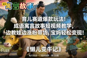 育儿赛道爆款玩法!成语寓言故事短视频教学,边教娃边涨粉带货,宝妈轻松变现!-聚富社