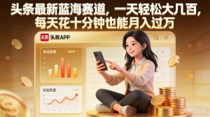 头条最新蓝海赛道，一天轻松大几张，每天花十分钟也能月入过1W【揭秘】-聚富社
