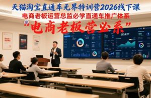 天猫淘宝直通车无界特训营2026线下课，电商老板运营总监必学直通车推广体系-聚富社