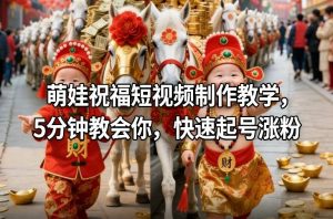 萌娃祝福短视频制作教学，5分钟教会你，快速起号涨粉-聚富社