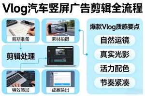 Vlog感觉汽车竖屏广告剪辑脚本全流程，拿捏爆款Vlog质感-聚富社