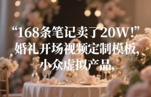 168条笔记卖了20W！婚礼开场视频定制模板，小众虚拟产品-聚富社