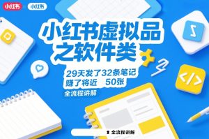 小红书虚拟品之软件类,29天发了32条笔记,賺了将近50张,全流程讲解-聚富社