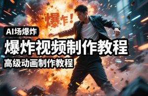 AI场景爆炸视频制作教程，利用人物实拍视频制作出高级的动画特效-聚富社