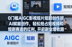 0门槛AIGC影视短片短剧创作班，AI赋能创作，轻松抢占短视频和短剧赛道的红利，开启副业增收路-聚富社