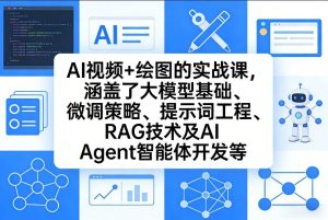 AI视频+绘图的实战课,涵盖了大模型基础、微调策略、提示词工程、RAG技术及AI Agent智能体开发等-聚富社